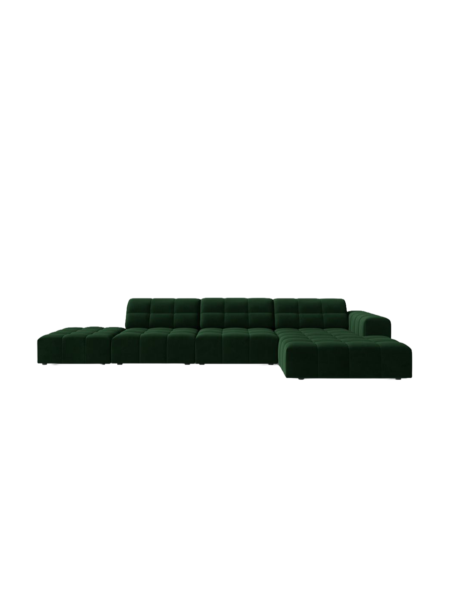 
5-seater designer corner sofa "Chicago" - Velvet Bottle Green / Right-hand corner section