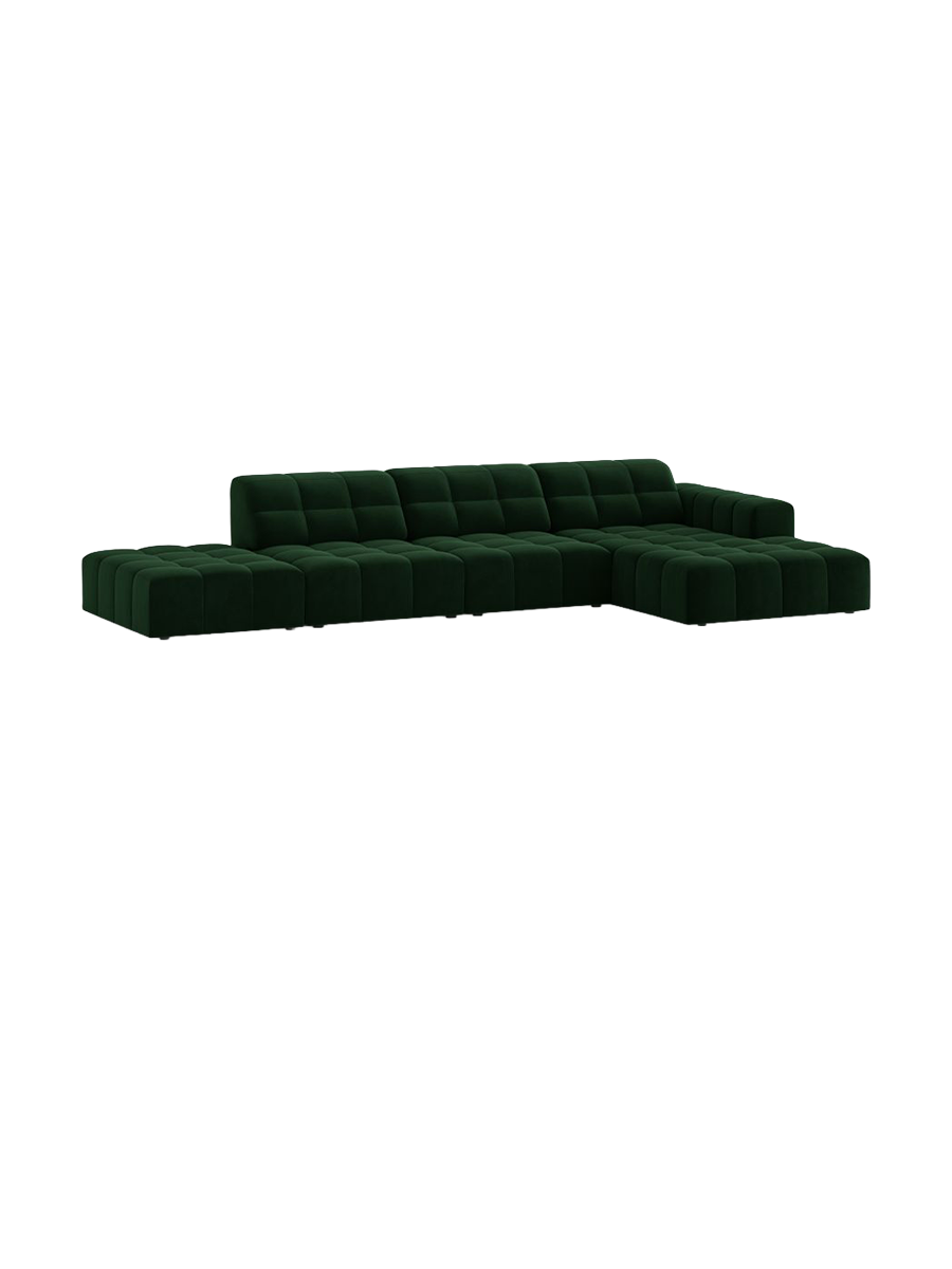 
5-seater designer corner sofa "Chicago" - Velvet Bottle Green / Right-hand corner section