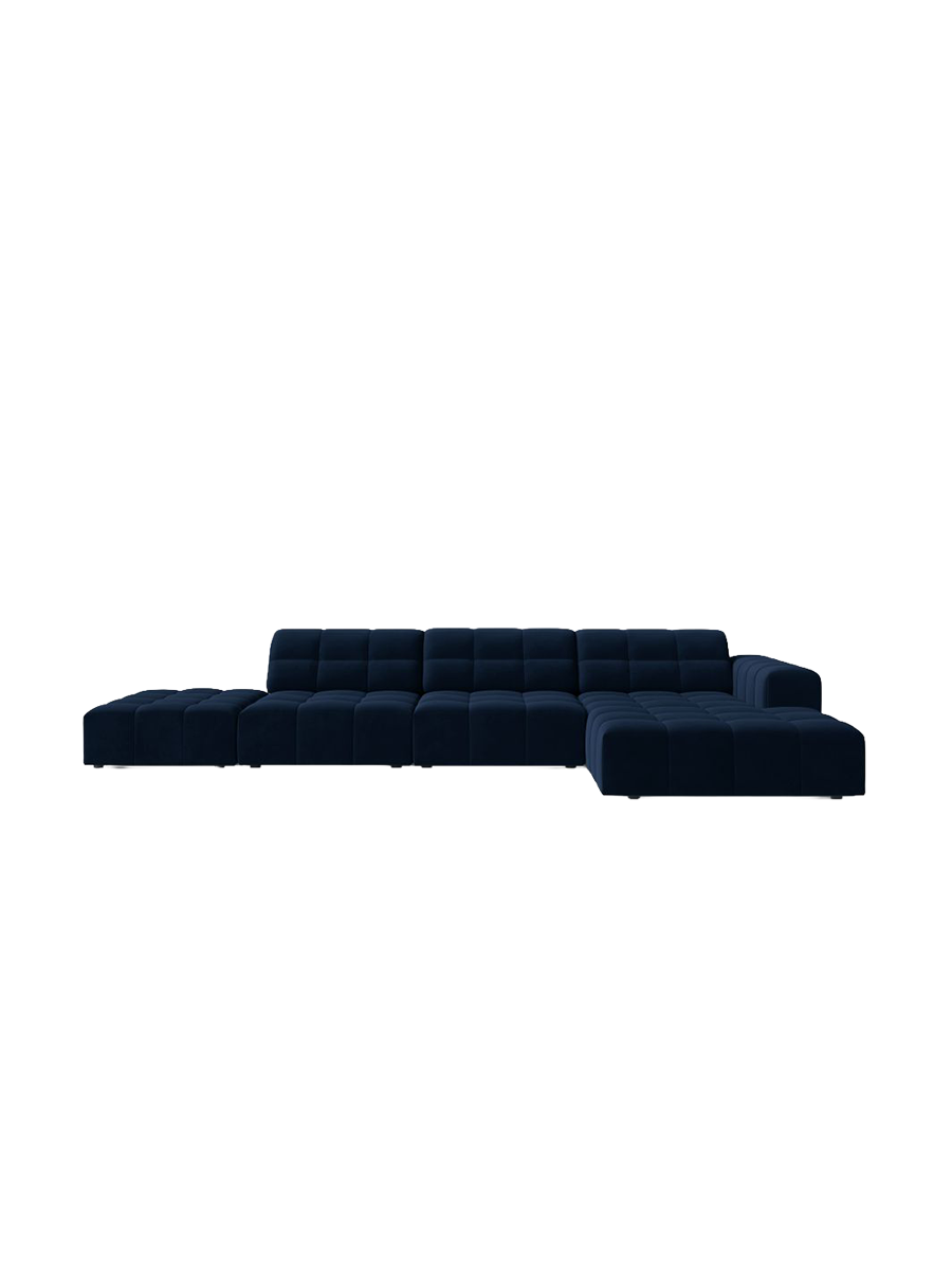 
5-seater designer corner sofa "Chicago" - Velvet Royal Blue / Right-hand corner section