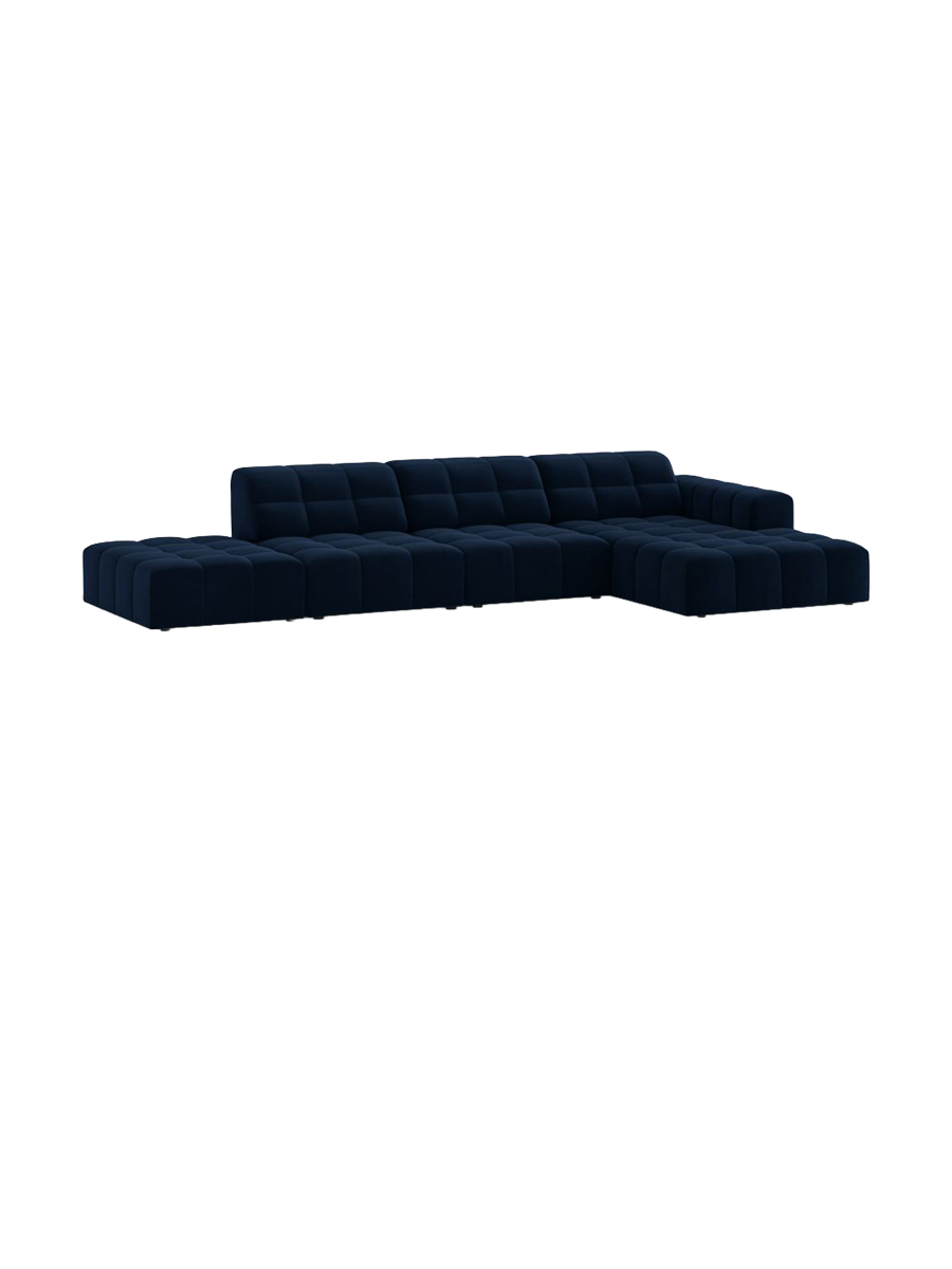 
5-seater designer corner sofa "Chicago" - Velvet Royal Blue / Right-hand corner section