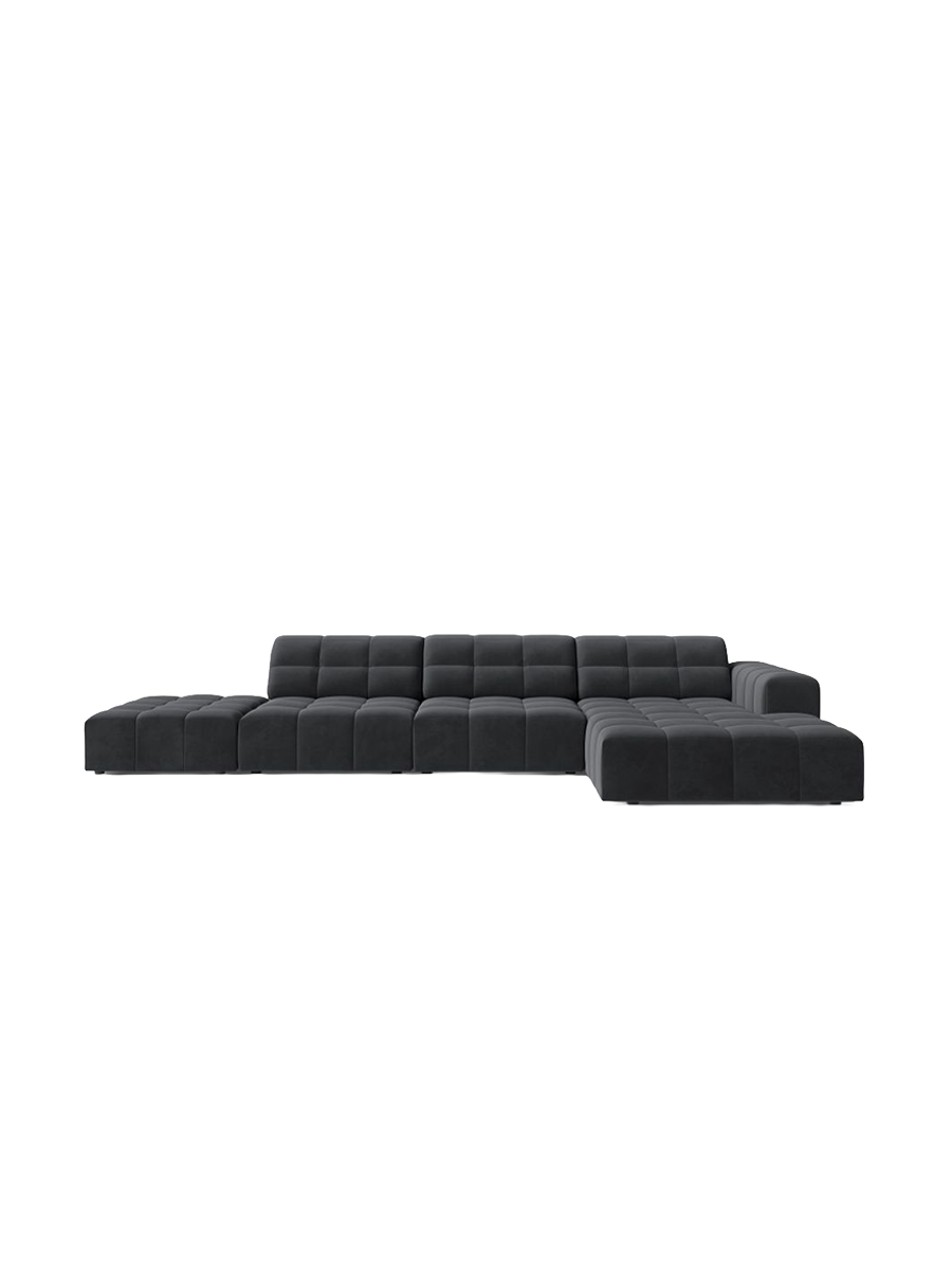 
5-seater designer corner sofa "Chicago" - Velvet Grey / Right-hand corner section