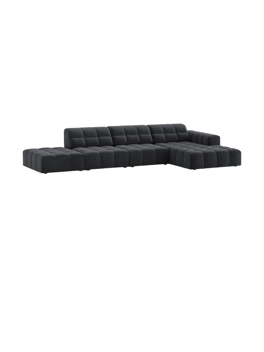 
5-seater designer corner sofa "Chicago" - Velvet Grey / Right-hand corner section