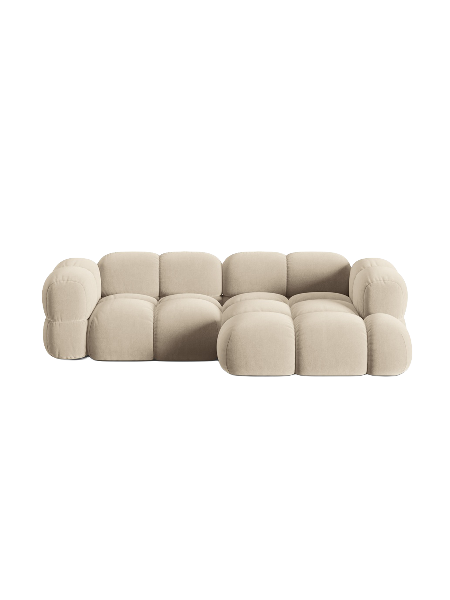 
3-Seater Designer Corner Sofa "Loretto" - Light Beige Velvet / Right-hand corner section