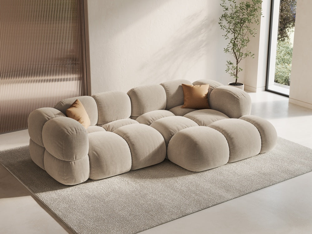 
3-Seater Designer Corner Sofa "Loretto" - Light Beige Velvet / Right-hand corner section