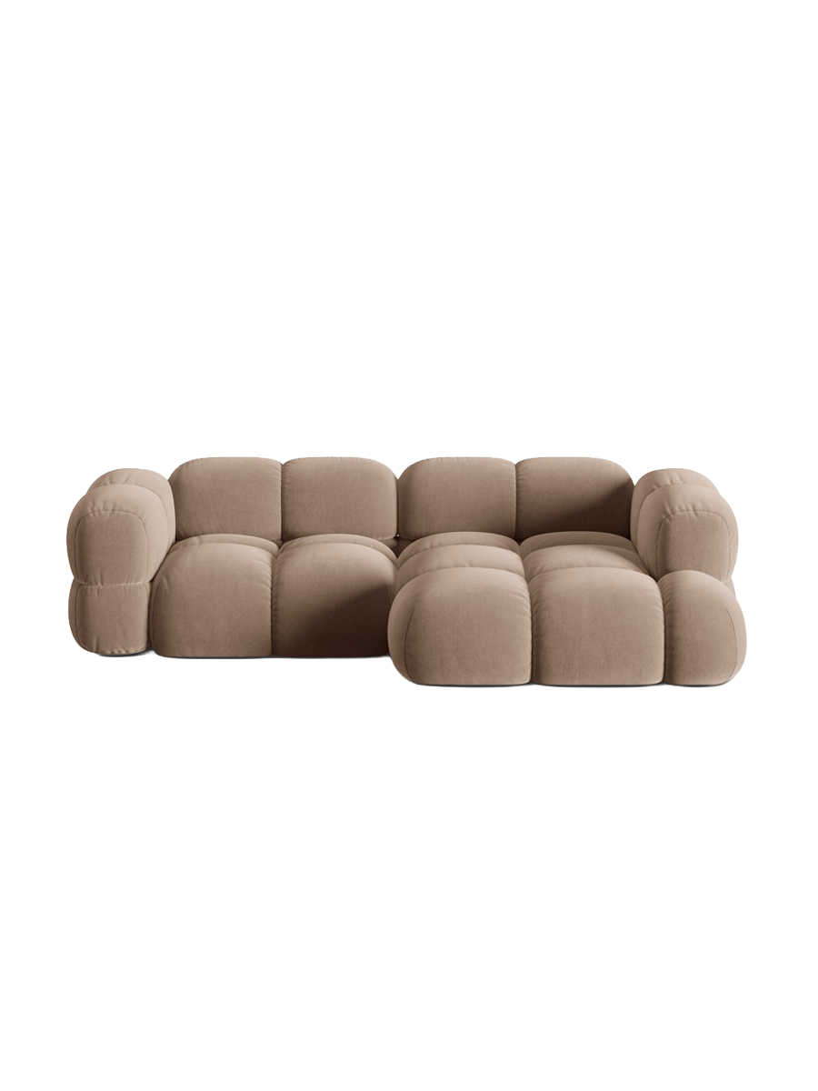 
3-Seater Designer Corner Sofa "Loretto" - Velvet Dark Beige / Right-hand corner section