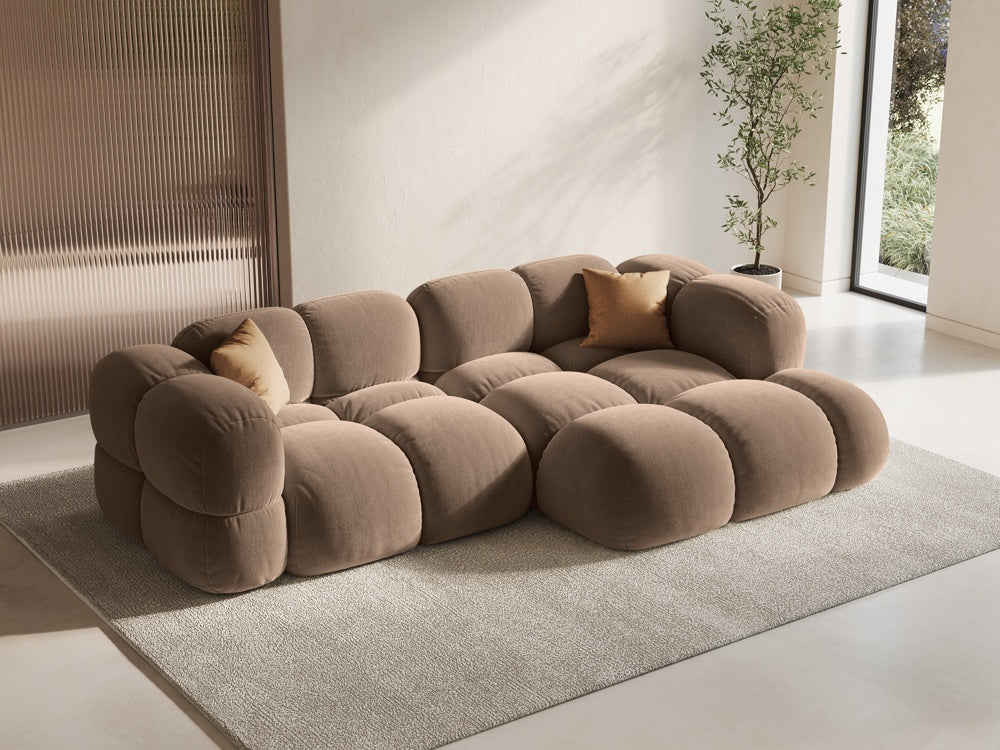 
3-Seater Designer Corner Sofa "Loretto" - Velvet Dark Beige / Right-hand corner section