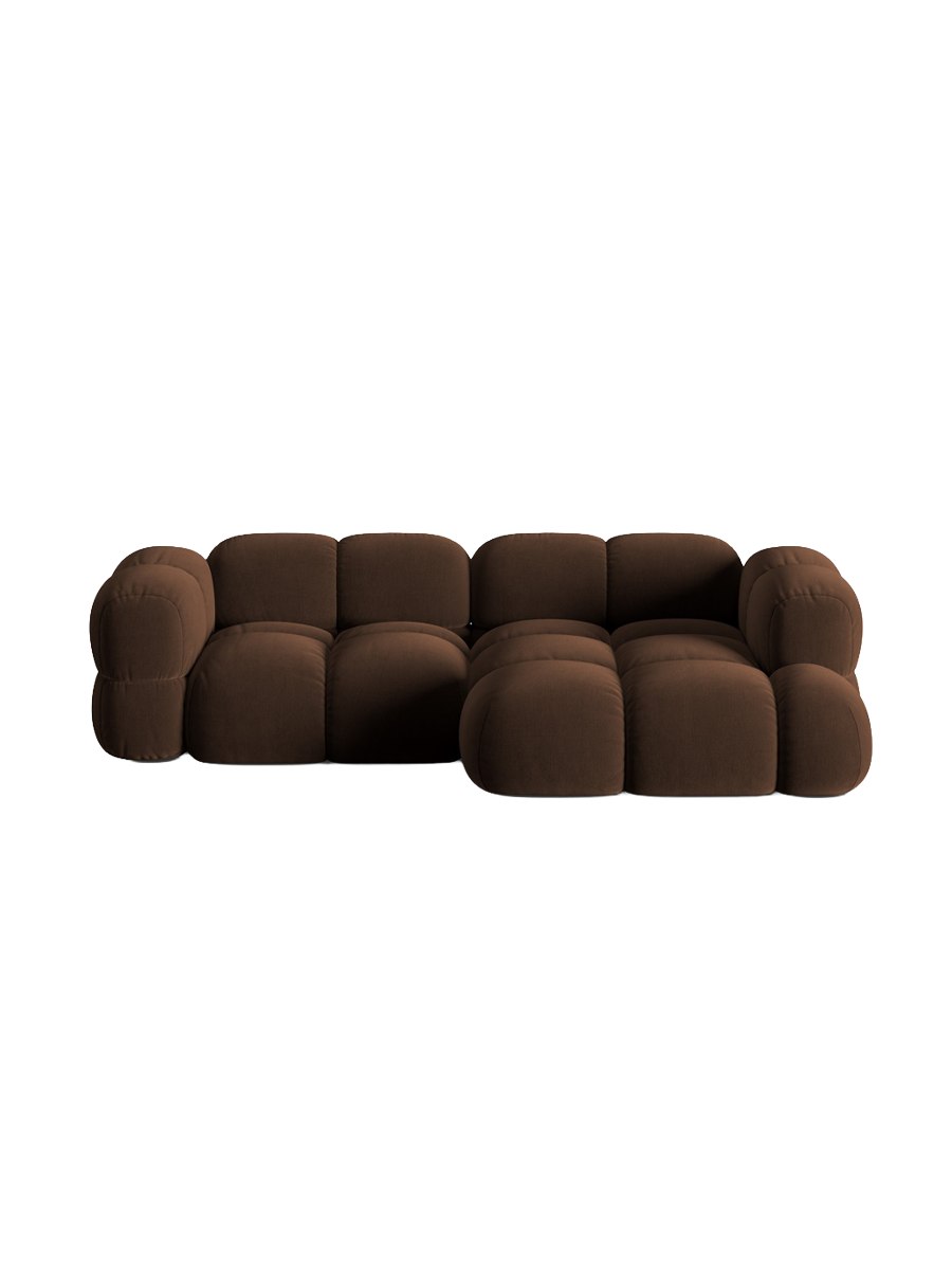 
3-Seater Designer Corner Sofa "Loretto" - Velvet Chocolate / Right-hand corner section
