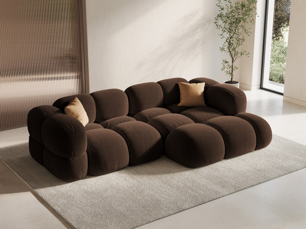
3-Seater Designer Corner Sofa "Loretto" - Velvet Chocolate / Right-hand corner section