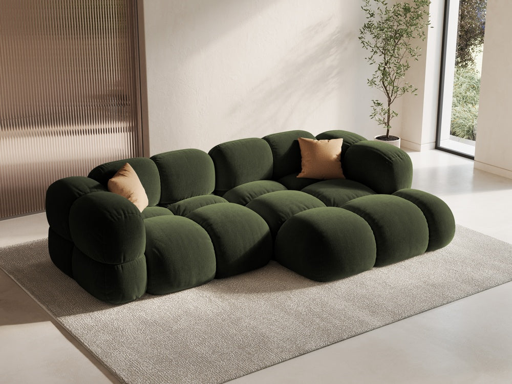 
3-Seater Designer Corner Sofa "Loretto" - Velvet Green / Right-hand corner section