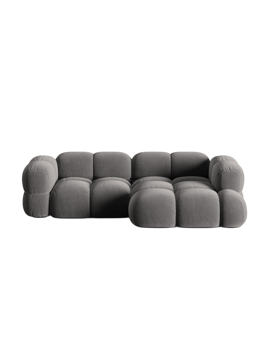 
3-Seater Designer Corner Sofa "Loretto" - Velvet Grey / Right-hand corner section