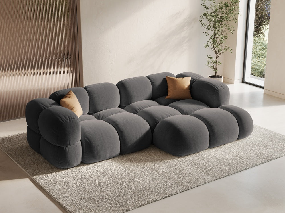 
3-Seater Designer Corner Sofa "Loretto" - Velvet Grey / Right-hand corner section