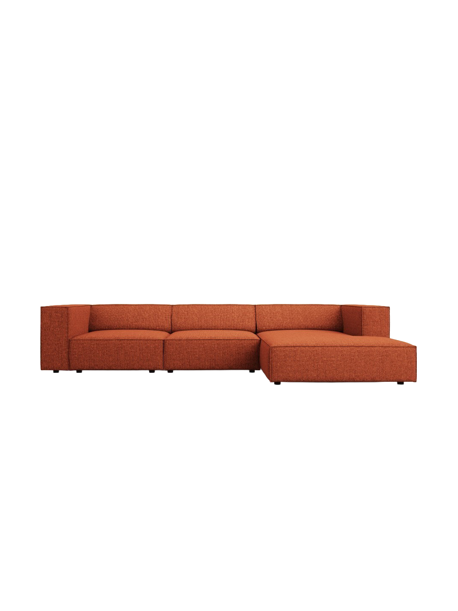 
4-Seater Designer Corner Sofa "Arendal" - Chenille Terracotta / Right-hand corner section