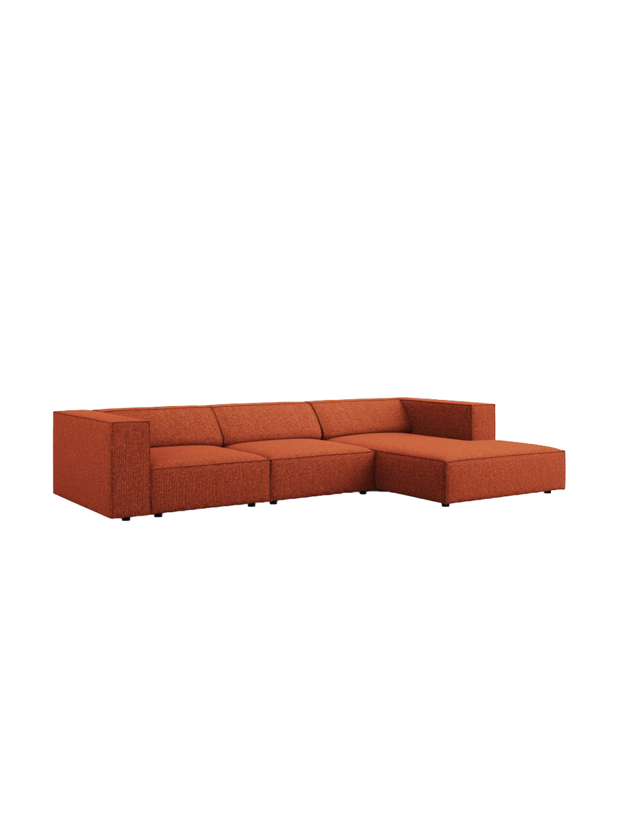 
4-Seater Designer Corner Sofa "Arendal" - Chenille Terracotta / Right-hand corner section