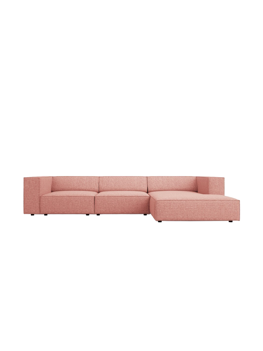 
4-Seater Designer Corner Sofa "Arendal" - Chenille Pink / Right-hand corner section