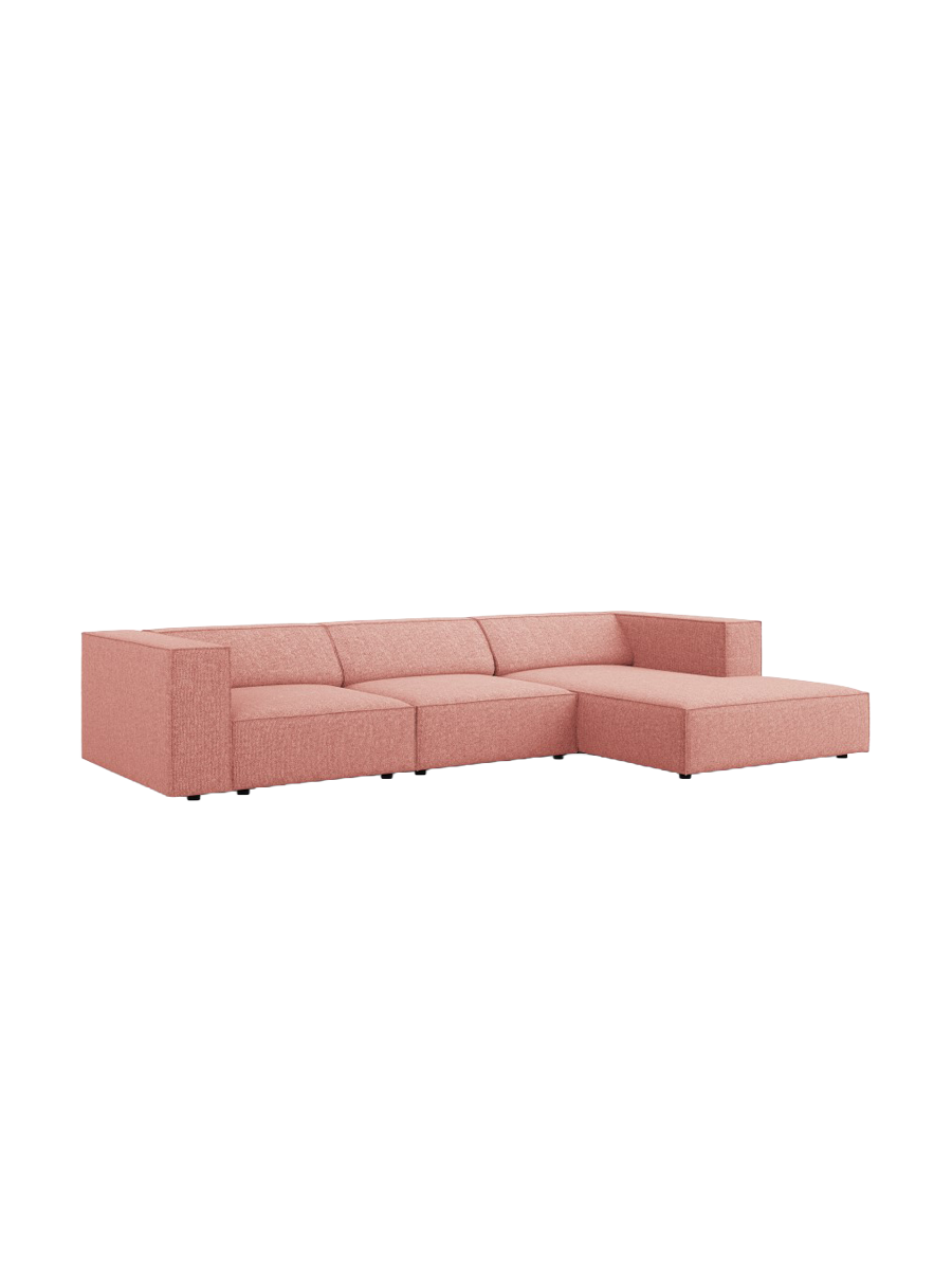 
4-Seater Designer Corner Sofa "Arendal" - Chenille Pink / Right-hand corner section
