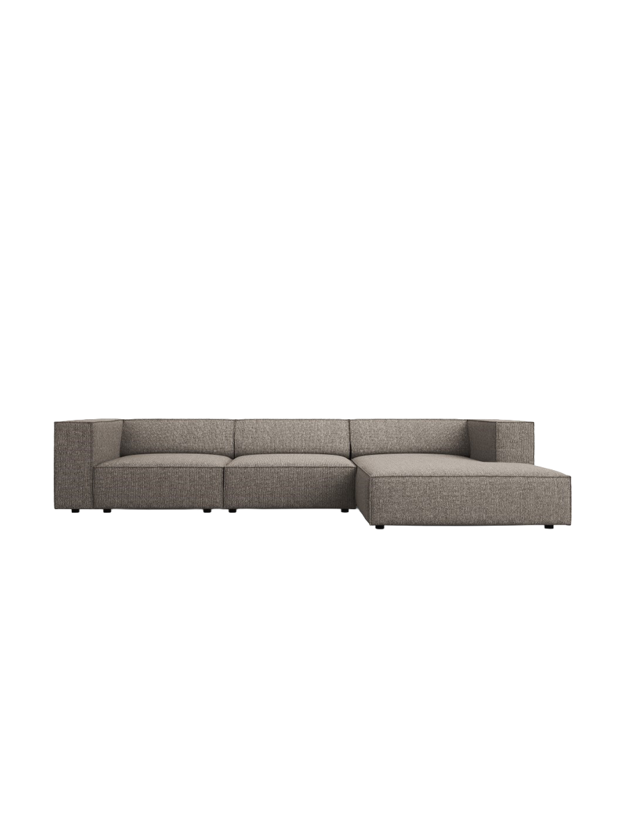 
4-Seater Designer Corner Sofa "Arendal" - Chenille Grey / Right-hand corner section