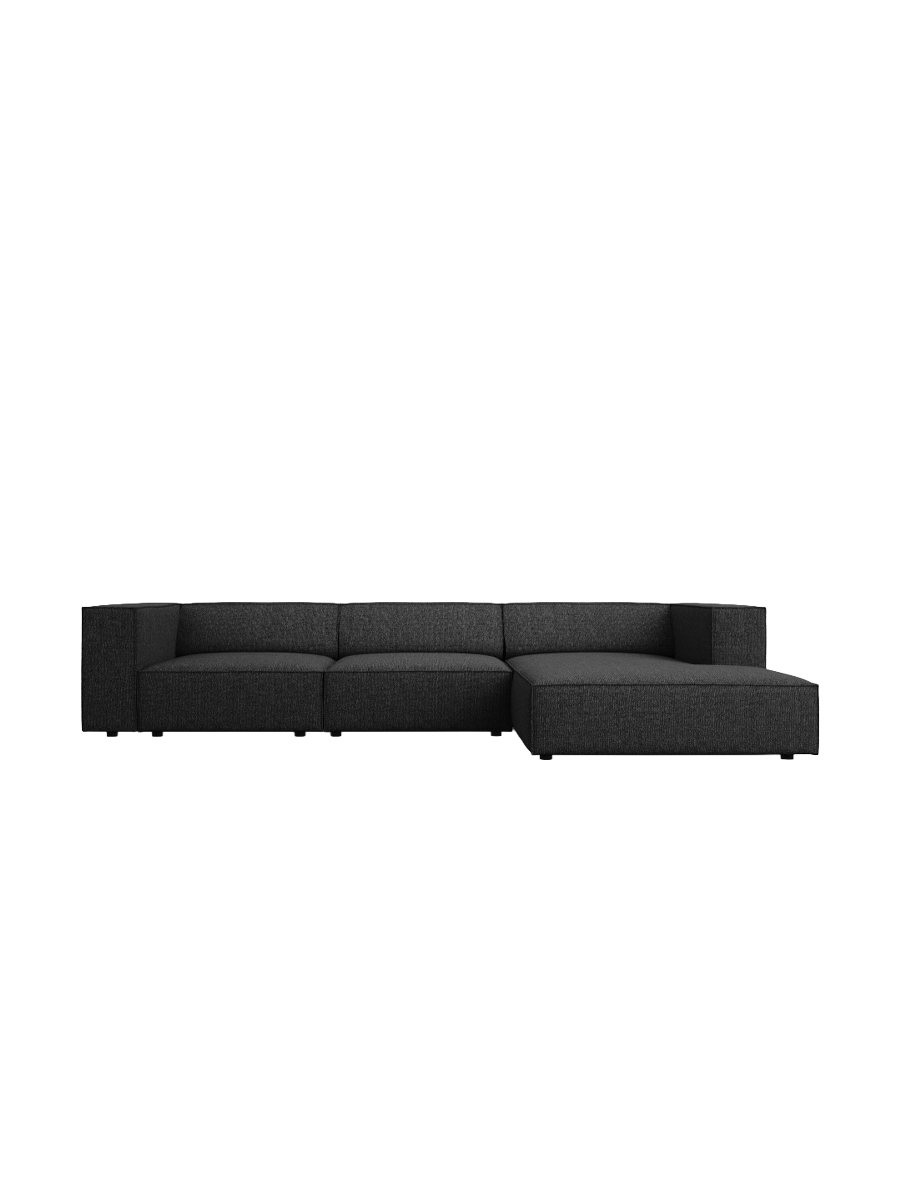 
4-Seater Designer Corner Sofa "Arendal" - Chenille Black / Right-hand corner section