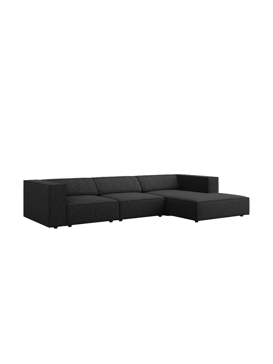 
4-Seater Designer Corner Sofa "Arendal" - Chenille Black / Right-hand corner section