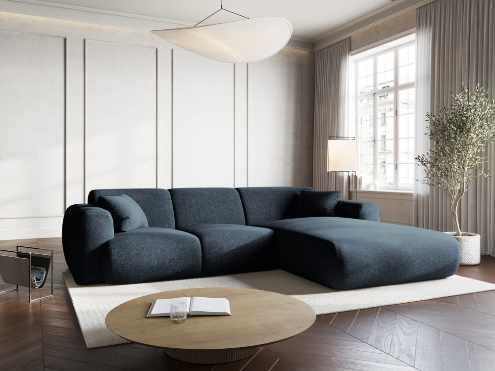 
4-Sitzer Design Ecksofa „Nolio II“ - Chenille Königsblau / Eckteil rechts