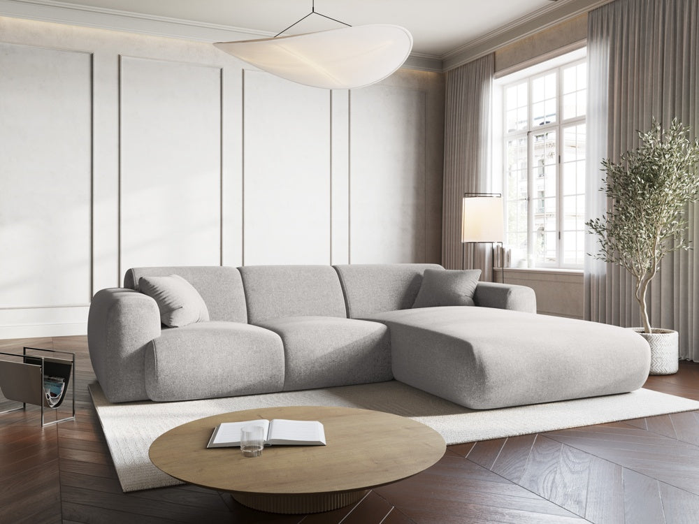 
4-Sitzer Design Ecksofa „Nolio II“ - Chenille Hellgrau / Eckteil rechts