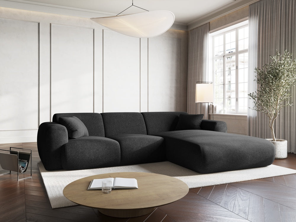 
4-Sitzer Design Ecksofa „Nolio II“ - Chenille Schwarz / Eckteil rechts