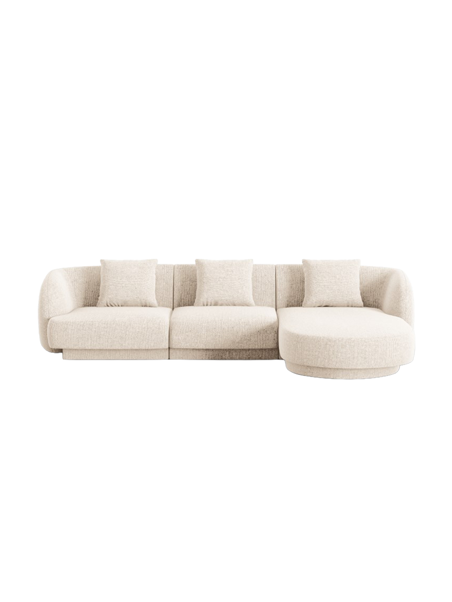 
4-seater designer corner sofa "Tulum" - Chenille Light Beige / Right-hand corner section