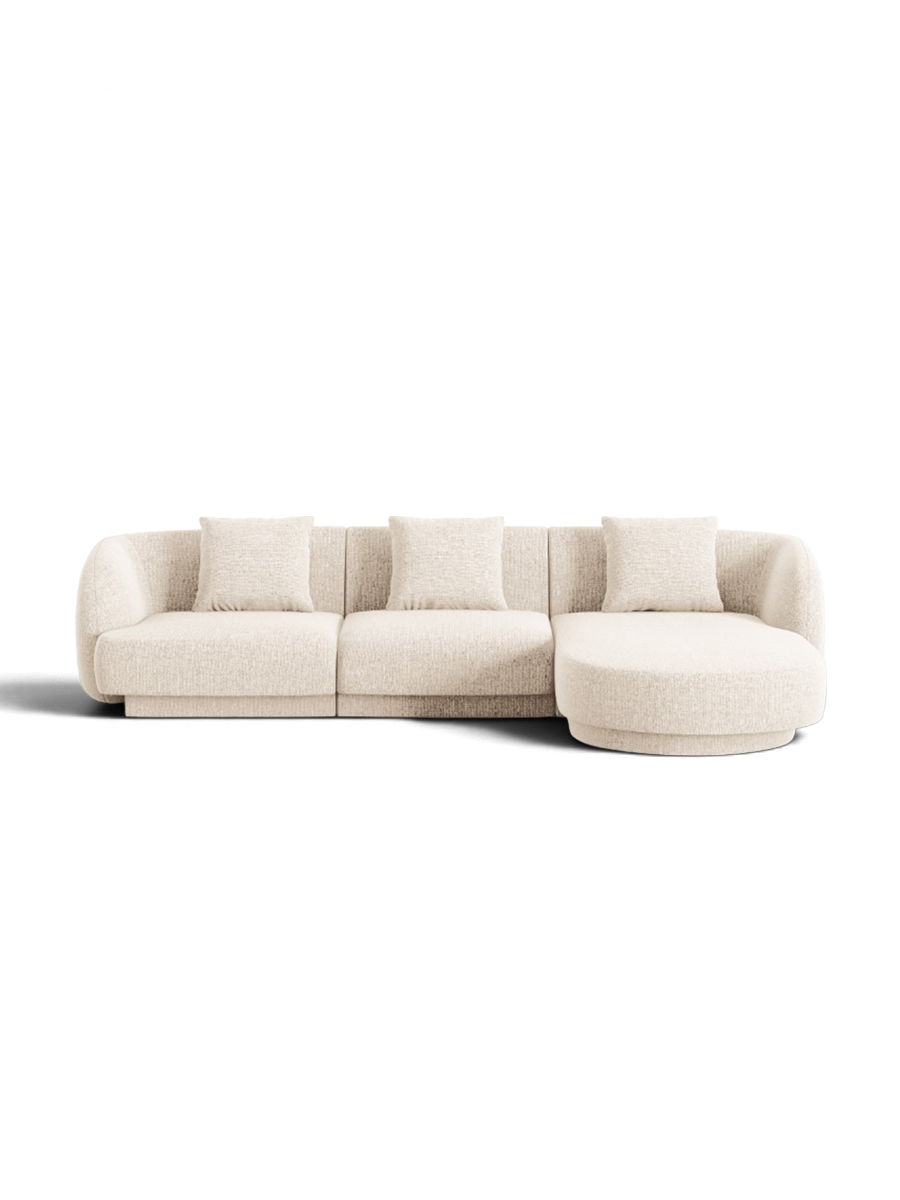 
Canapé d'angle design 4 places « Tulum » - Chenille beige clair / Pièce d'angle gauche