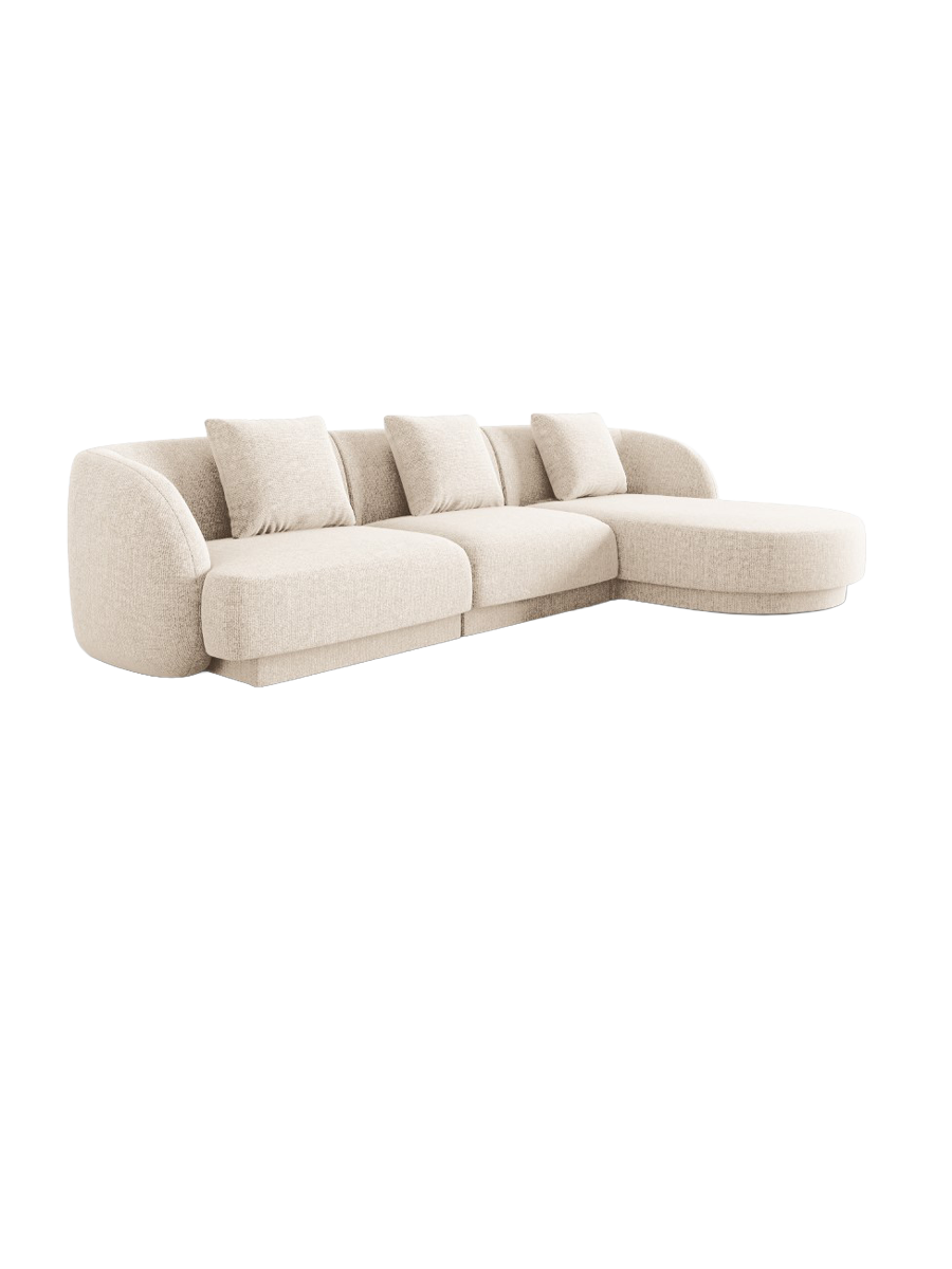 
4-seater designer corner sofa "Tulum" - Chenille Light Beige / Right-hand corner section