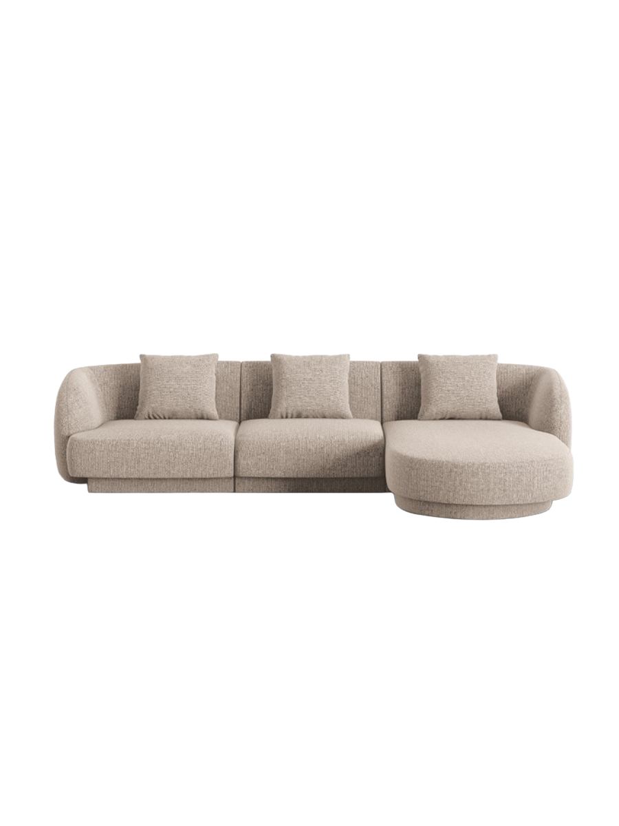 
4-seater designer corner sofa "Tulum" - Chenille Beige / Right-hand corner section