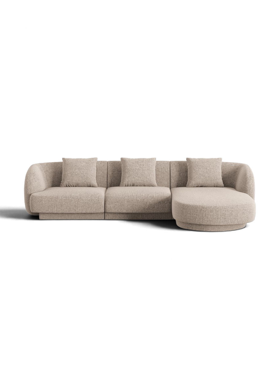 
4-Sitzer Design Ecksofa „Tulum“ - Chenille Beige hell / Eckteil links