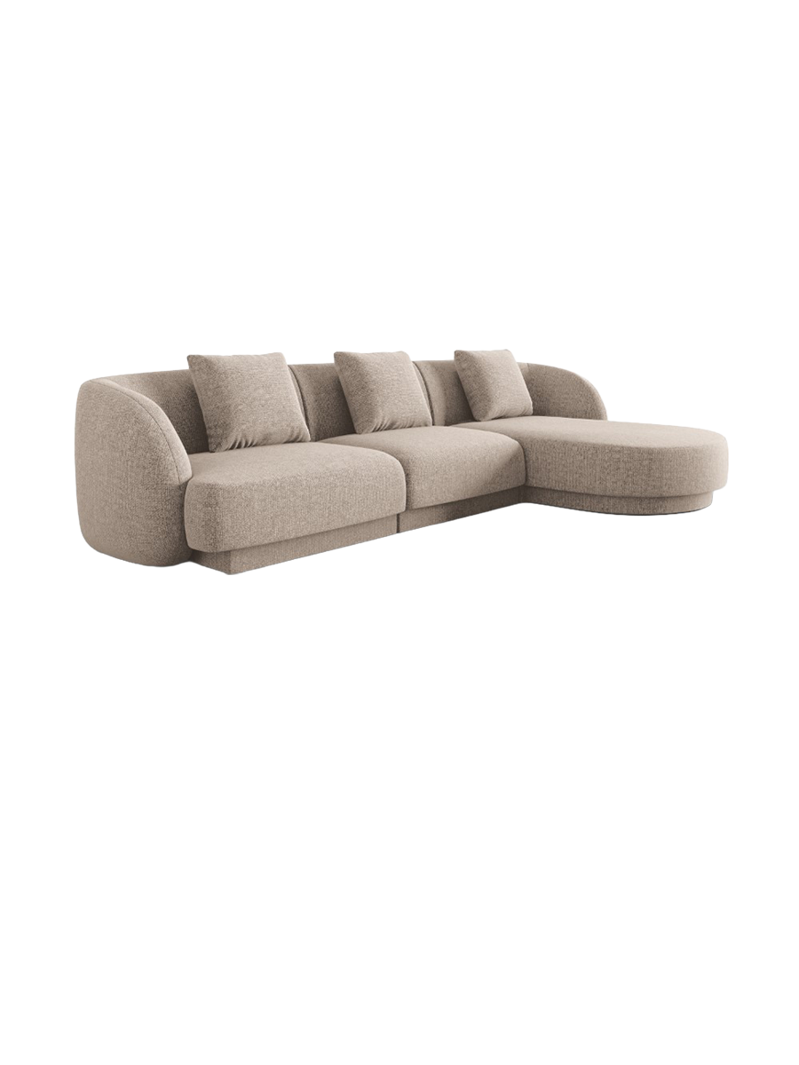 
4-seater designer corner sofa "Tulum" - Chenille Beige / Right-hand corner section