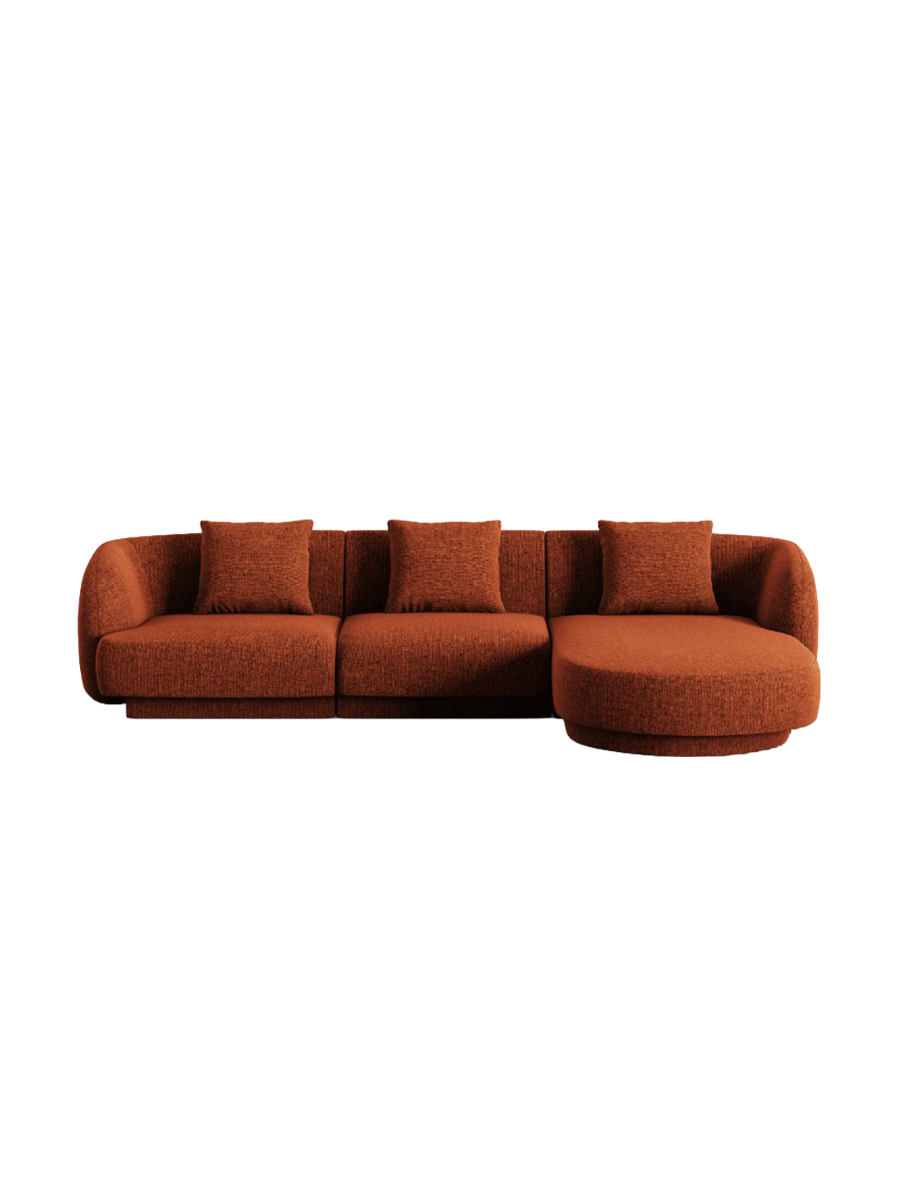 
4-seater designer corner sofa "Tulum" - Chenille Terracotta / Right-hand corner section