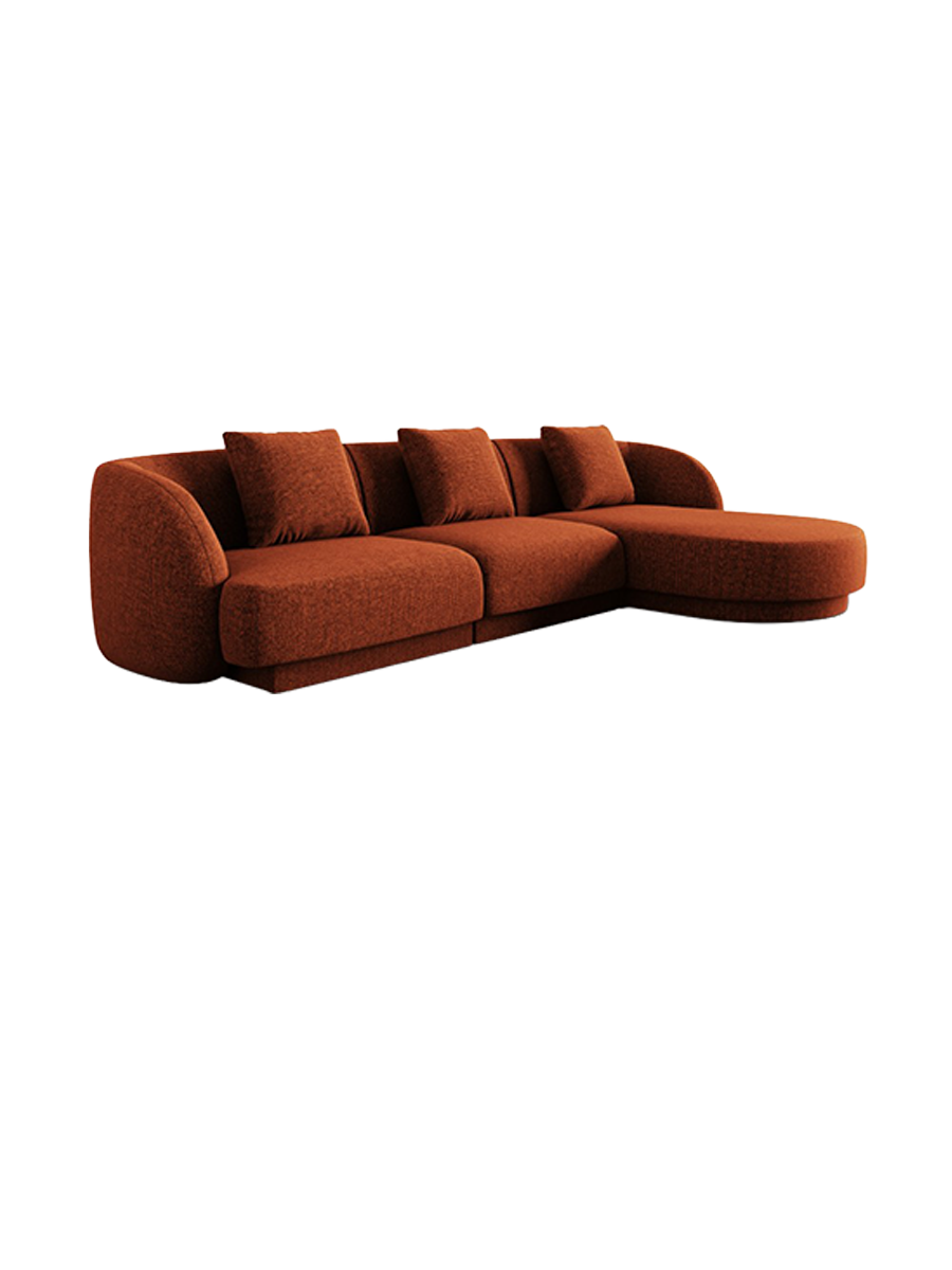 
4-seater designer corner sofa "Tulum" - Chenille Terracotta / Right-hand corner section