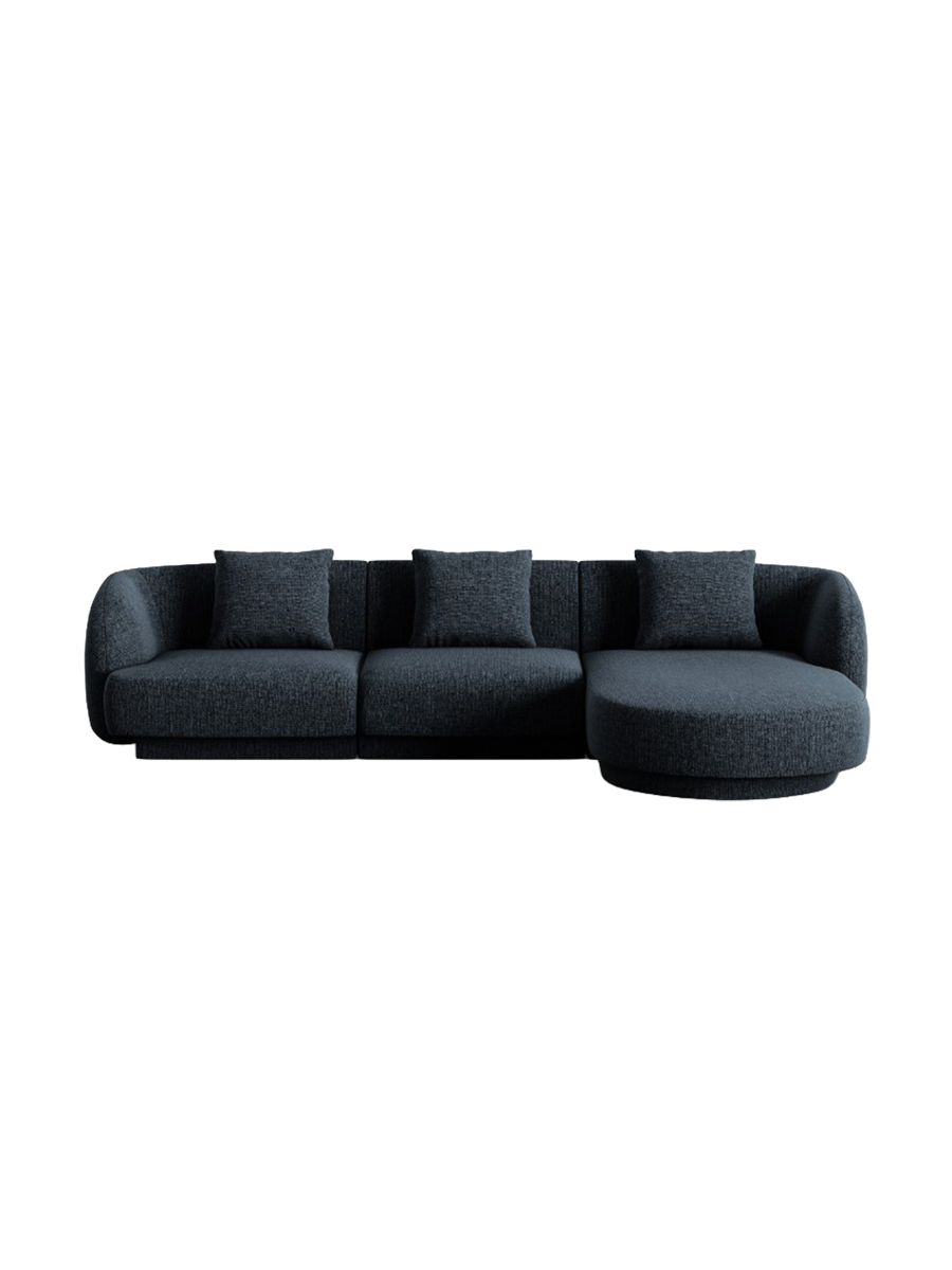 
4-seater designer corner sofa "Tulum" - Chenille Royal Blue / Right-hand corner section