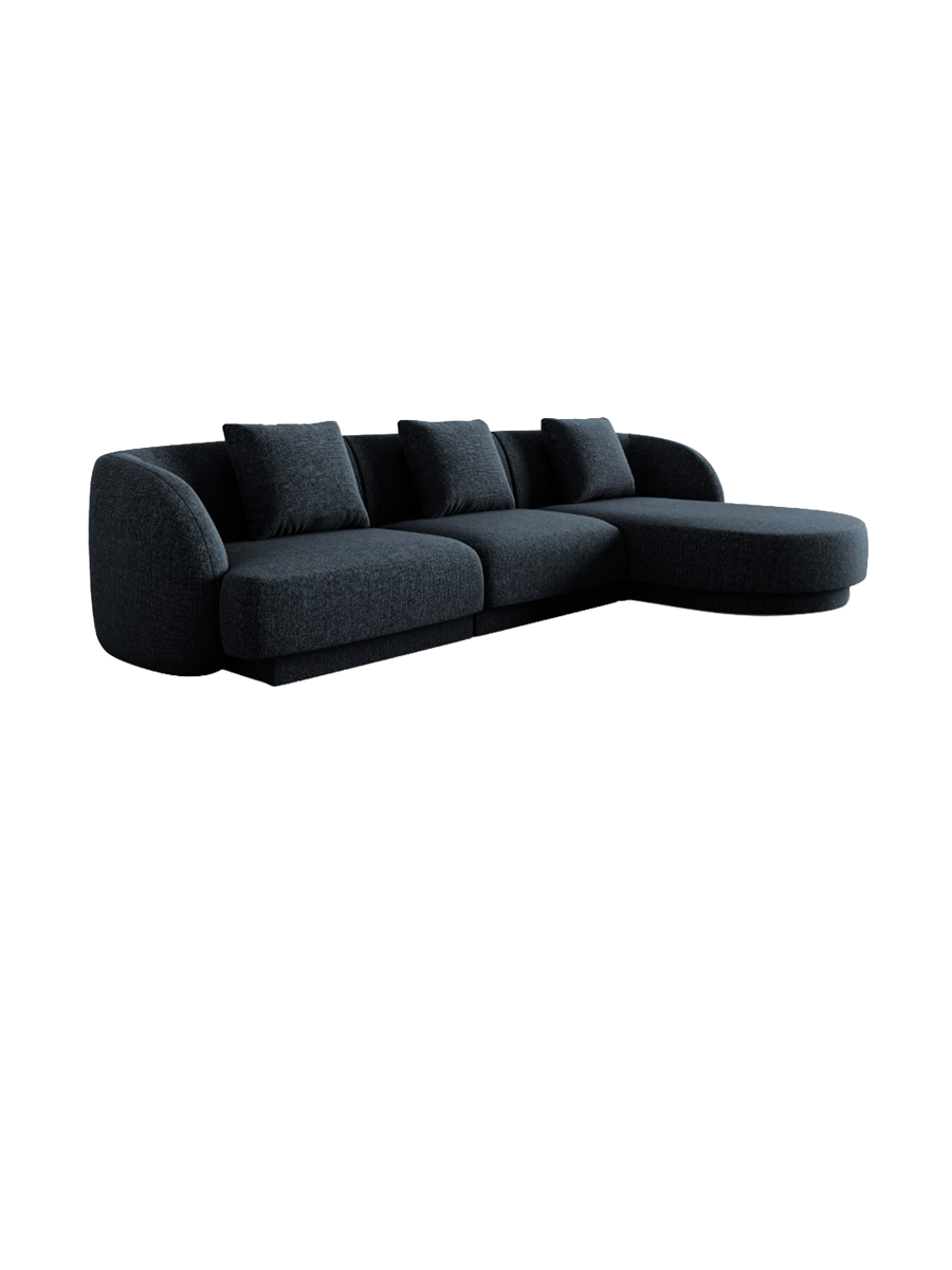 
4-seater designer corner sofa "Tulum" - Chenille Royal Blue / Right-hand corner section