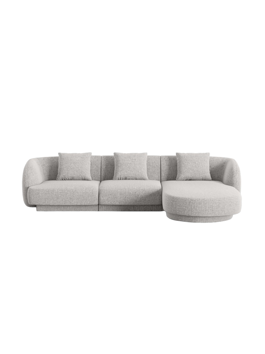 
4-seater designer corner sofa "Tulum" - Chenille Light Grey / Right-hand corner section