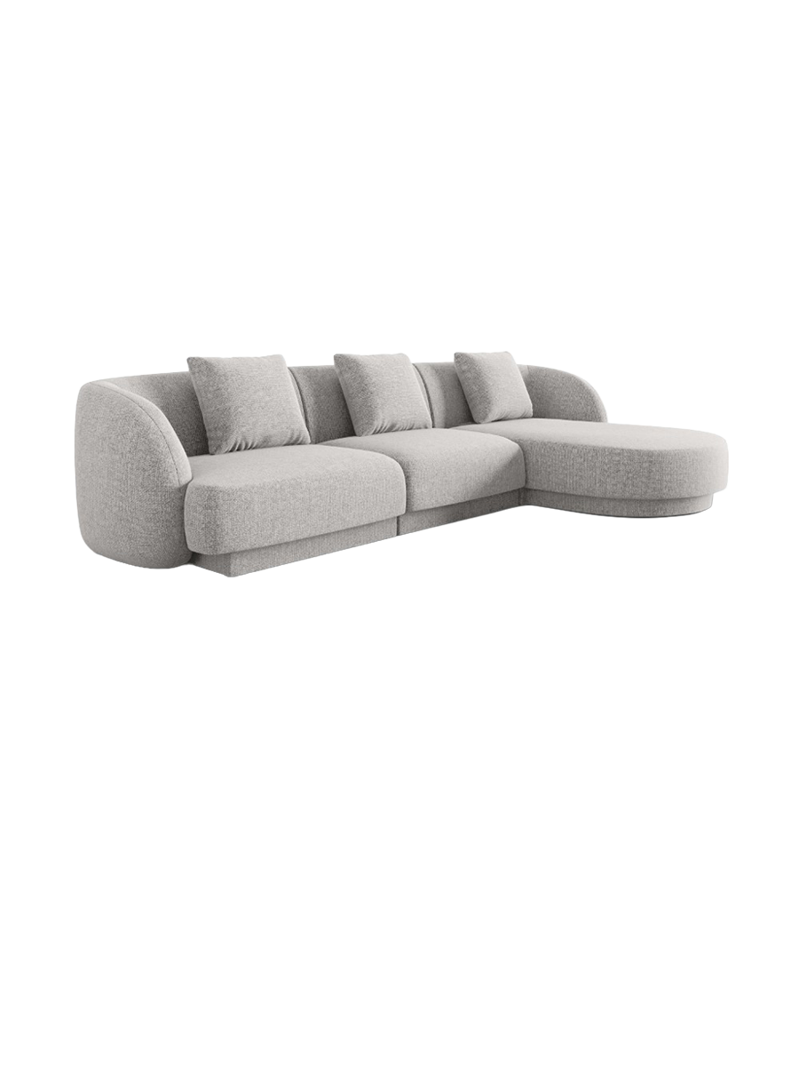 
4-seater designer corner sofa "Tulum" - Chenille Light Grey / Right-hand corner section