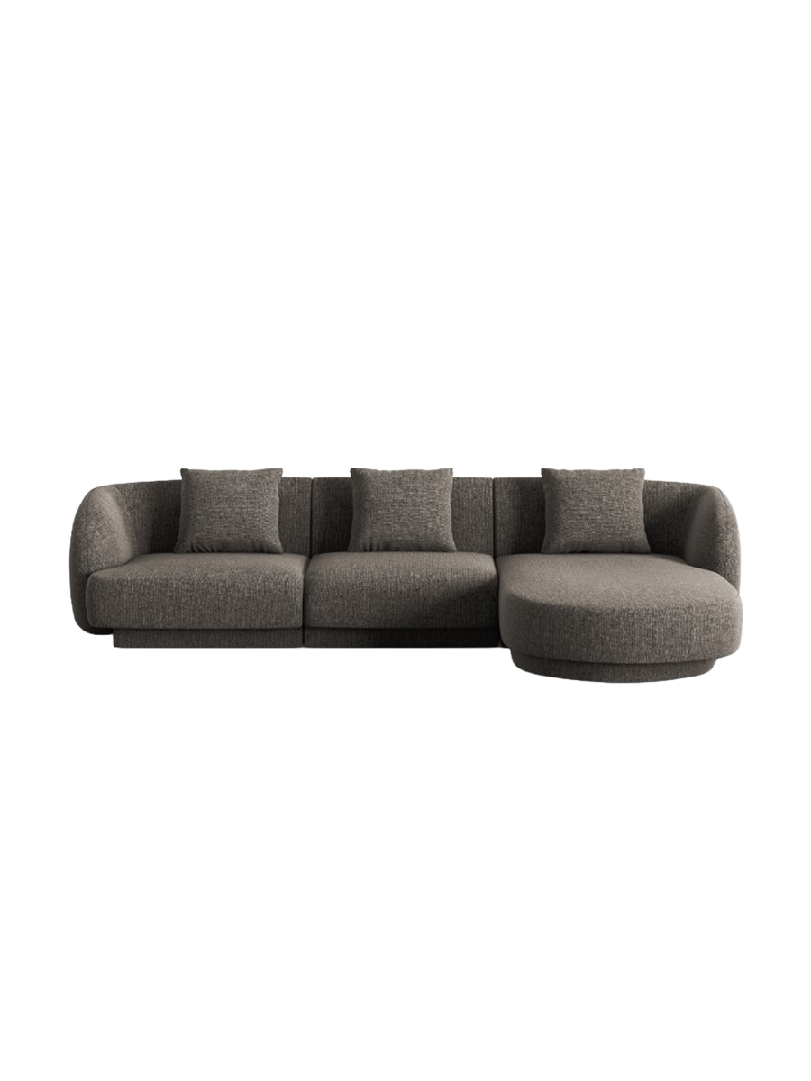 
4-seater designer corner sofa "Tulum" - Chenille Grey / Right-hand corner section