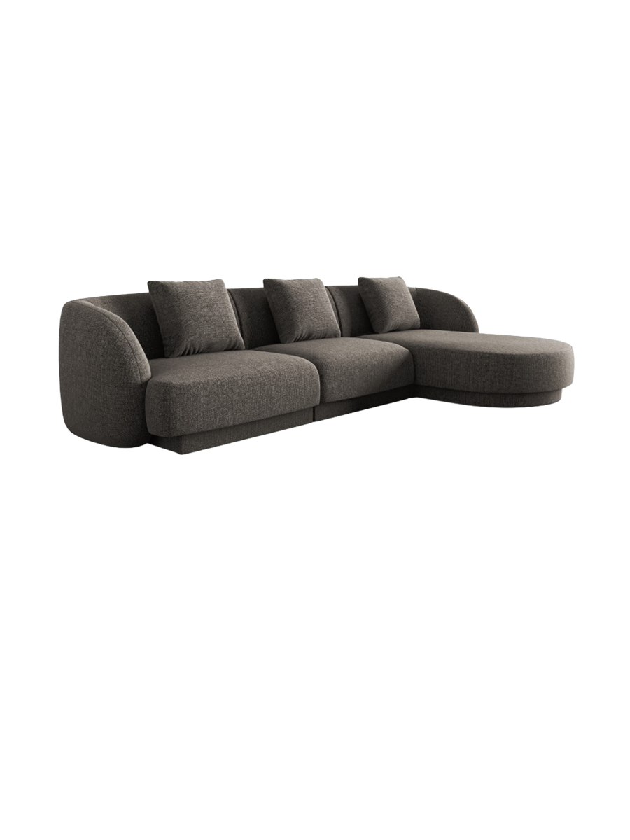 
4-seater designer corner sofa "Tulum" - Chenille Grey / Right-hand corner section