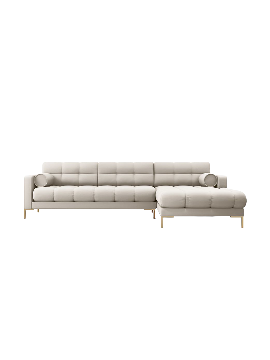 
5-Sitzer Design Ecksofa „Bali“ - Strukturstoff Beige / Gold / Eckteil rechts
