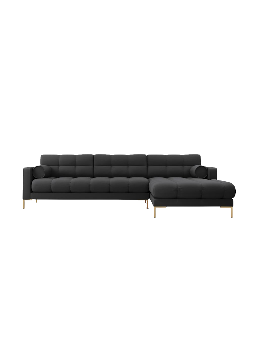 
5-Sitzer Design Ecksofa „Bali“ - Strukturstoff Dunkelgrau / Gold / Eckteil rechts