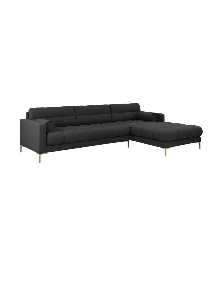 
5-Sitzer Design Ecksofa „Bali“ - Strukturstoff Dunkelgrau / Gold / Eckteil rechts