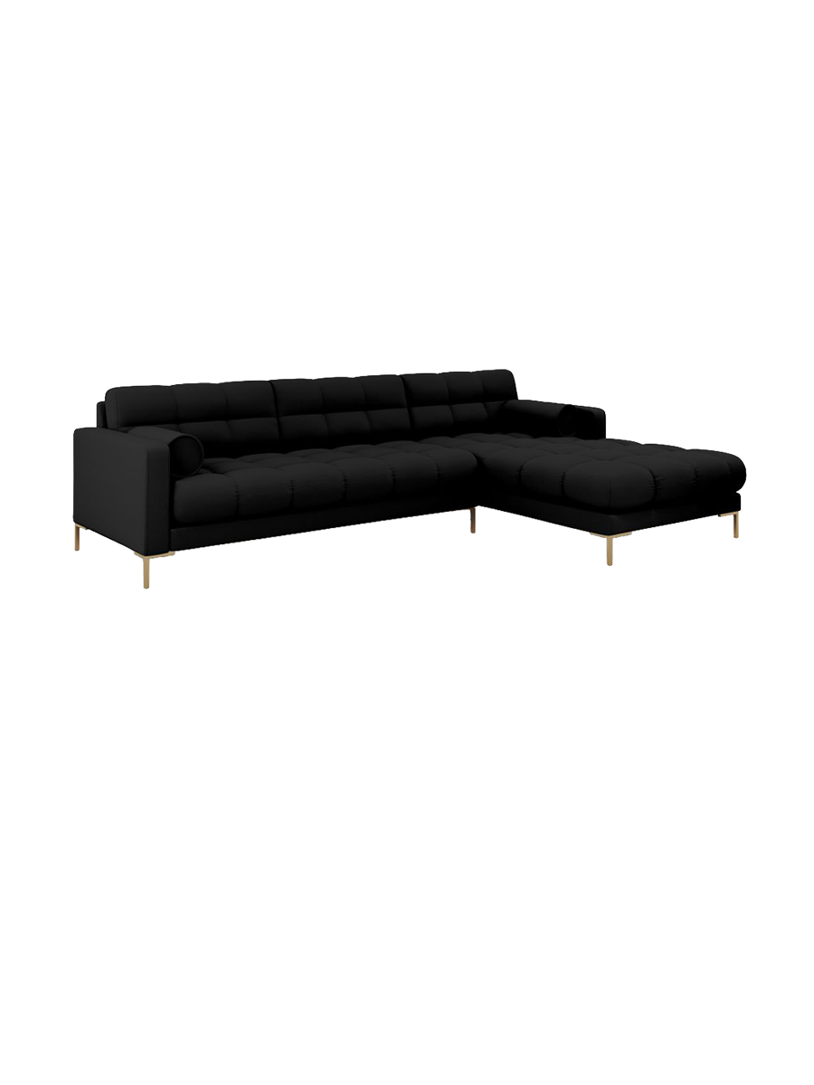 
5-Sitzer Design Ecksofa „Bali“ - Strukturstoff Schwarz / Gold / Eckteil rechts