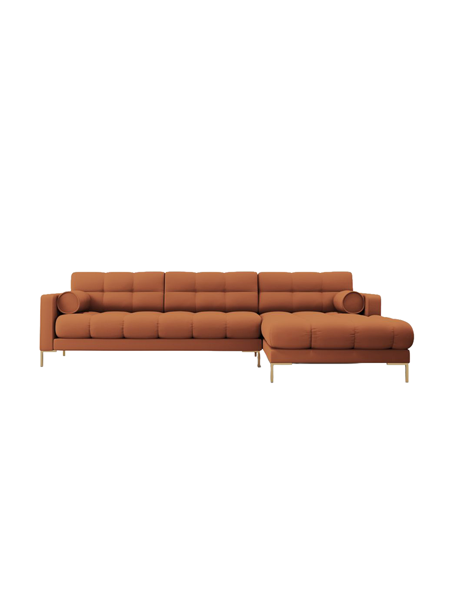 
5-Sitzer Design Ecksofa „Bali“ - Strukturstoff Brick / Gold / Eckteil rechts