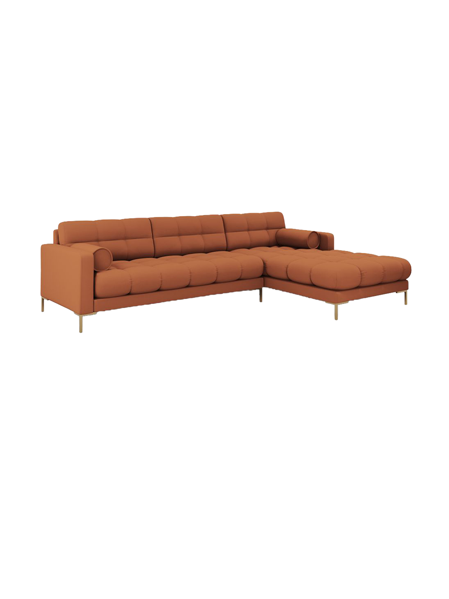 
5-Sitzer Design Ecksofa „Bali“ - Strukturstoff Brick / Gold / Eckteil rechts