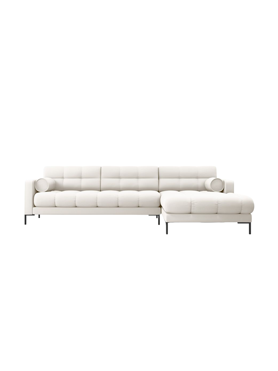 
5-Sitzer Design Ecksofa „Bali“ - Strukturstoff Beige hell / Schwarz / Eckteil rechts