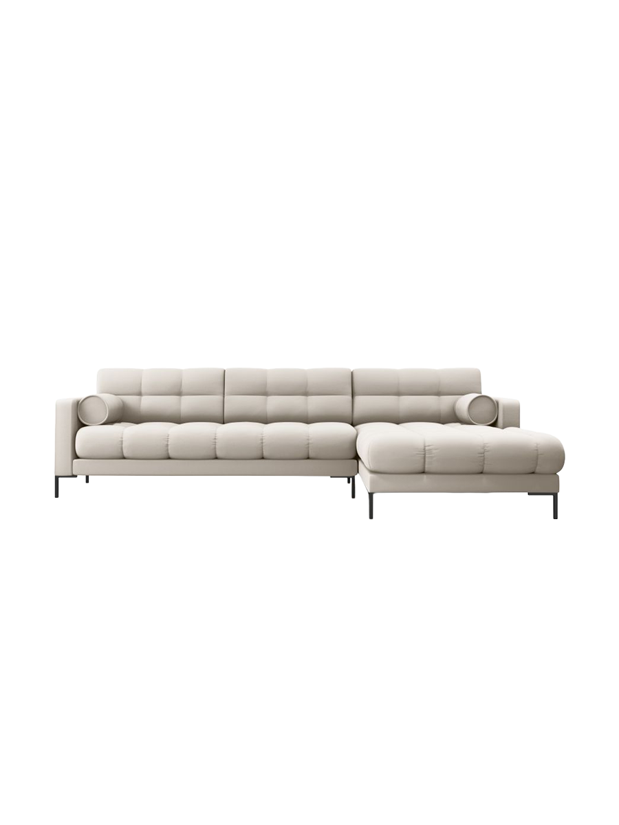 
5-Sitzer Design Ecksofa „Bali“ - Strukturstoff Beige / Schwarz / Eckteil rechts
