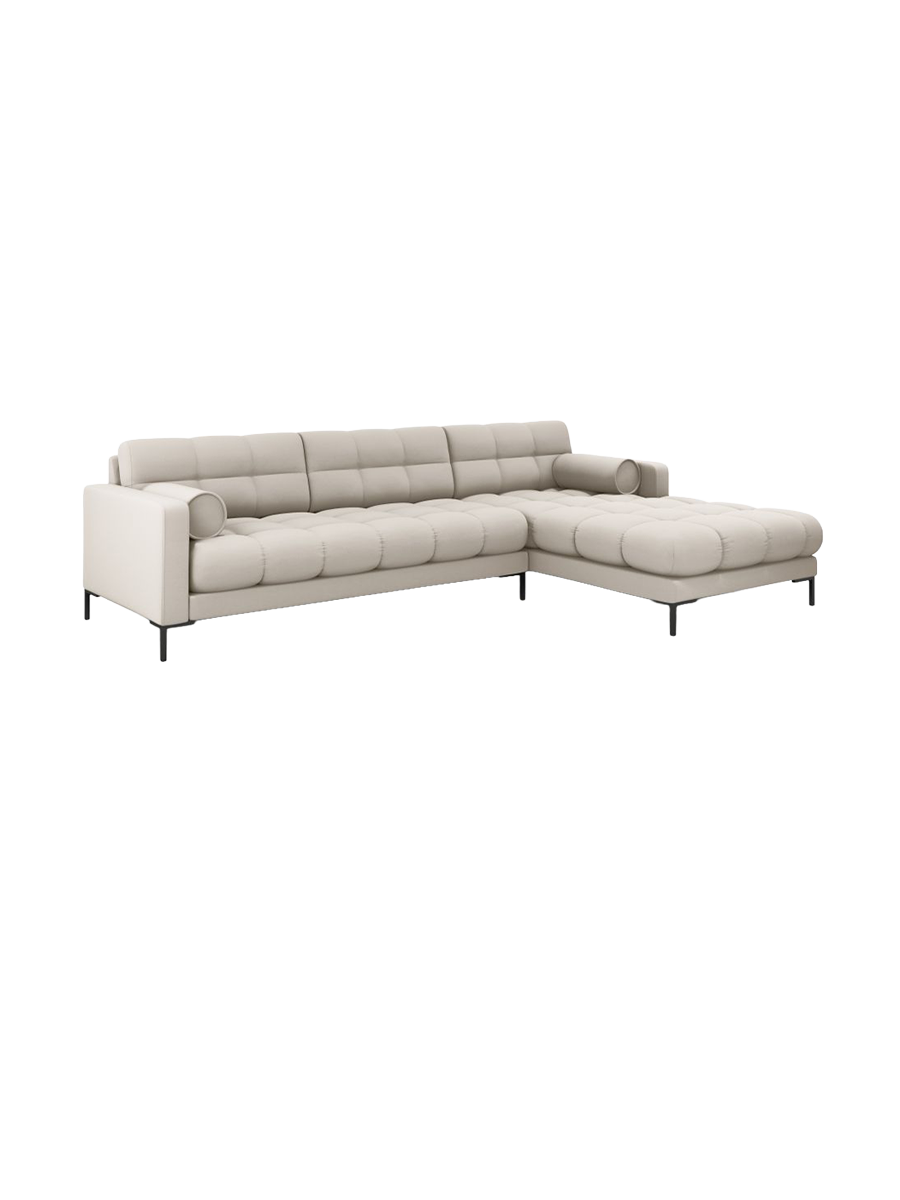 
5-Sitzer Design Ecksofa „Bali“ - Strukturstoff Beige / Schwarz / Eckteil rechts