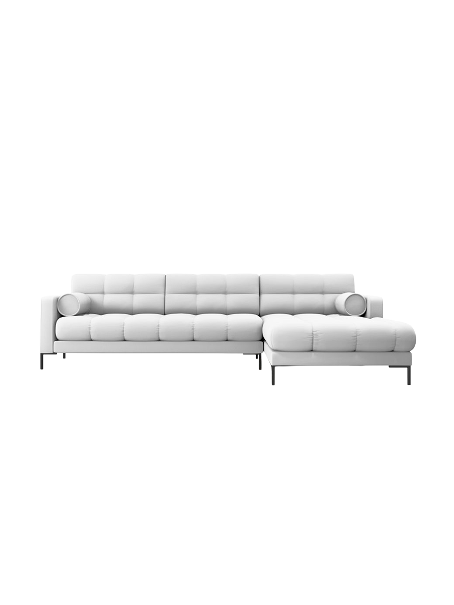 
5-Sitzer Design Ecksofa „Bali“ - Strukturstoff Hellgrau / Schwarz / Eckteil rechts