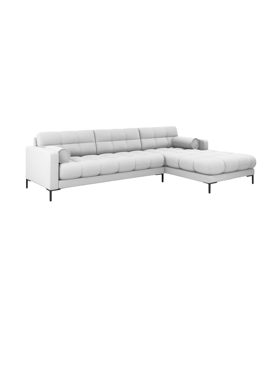 
5-Sitzer Design Ecksofa „Bali“ - Strukturstoff Hellgrau / Schwarz / Eckteil rechts